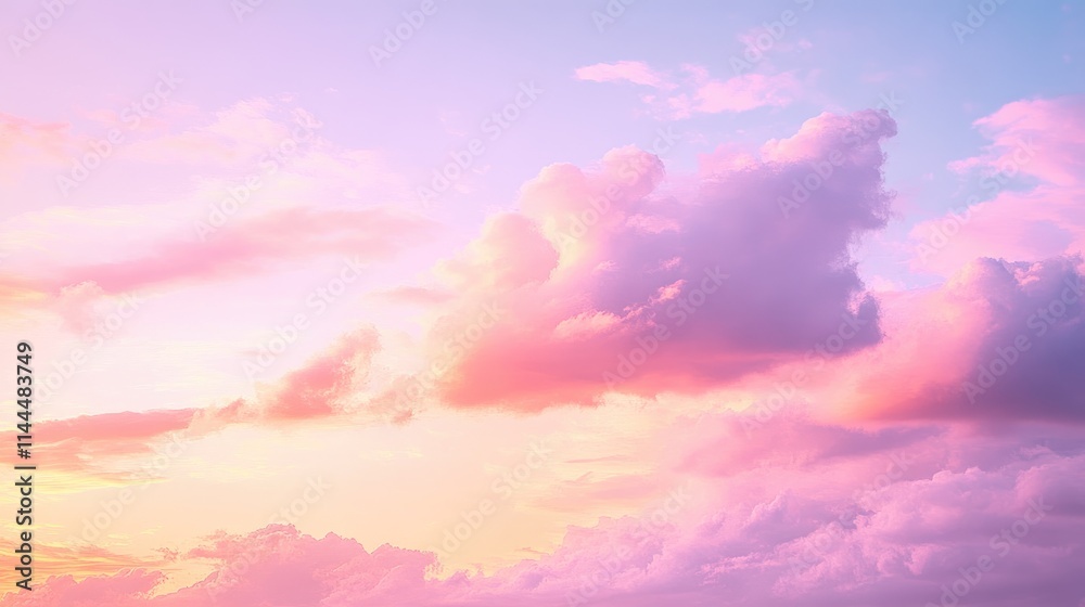 Soft Pastel Clouds Under a Serene Sky at Sunset in Nature Scene