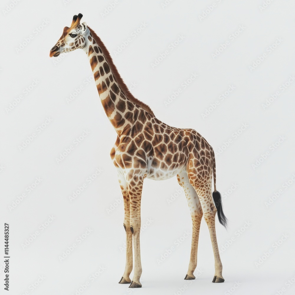 Fototapeta premium giraffe standing isolated on a white background