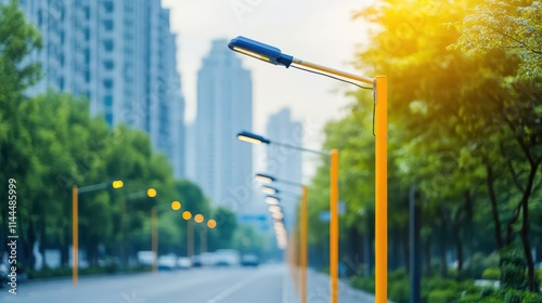 Smart streetlight poles with integrated EV chargers and sensors, Innovative urban utilities, Technology and efficiency