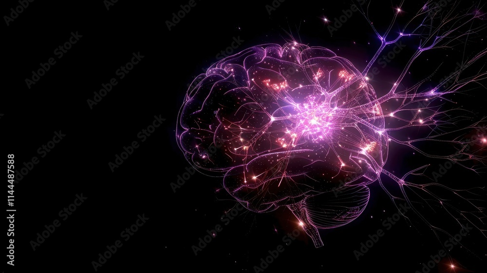 Abstract Glowing Brain Neuron Network. Abstract Glowing Brain Neuron Network.