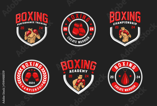 Boxing logo vector bundle, emblem set collections. Boxing logo badge template collection photo