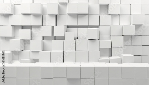 Random shifted white cube boxes block background wallpaper banner