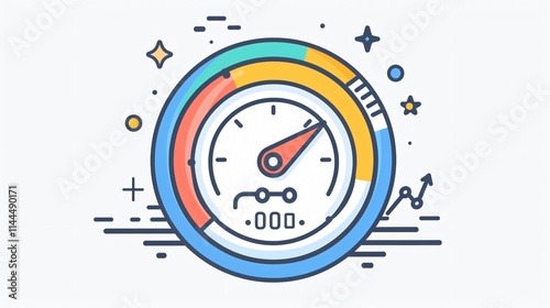 Hand Drawn Speedometer Inside Webpage Outline Doodle