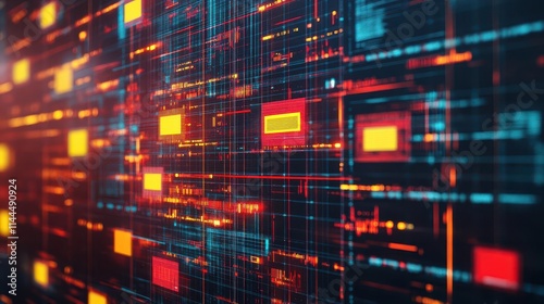 Wallpaper Mural Desktop screen with multiple fake popup warnings, intense red and yellow hues, symbolizing cybercrime Torontodigital.ca