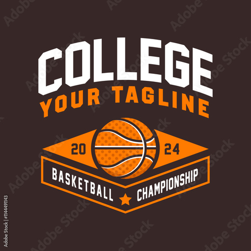 Basketball vintage logo vector isolated. Basketball logo with shield background vector design
