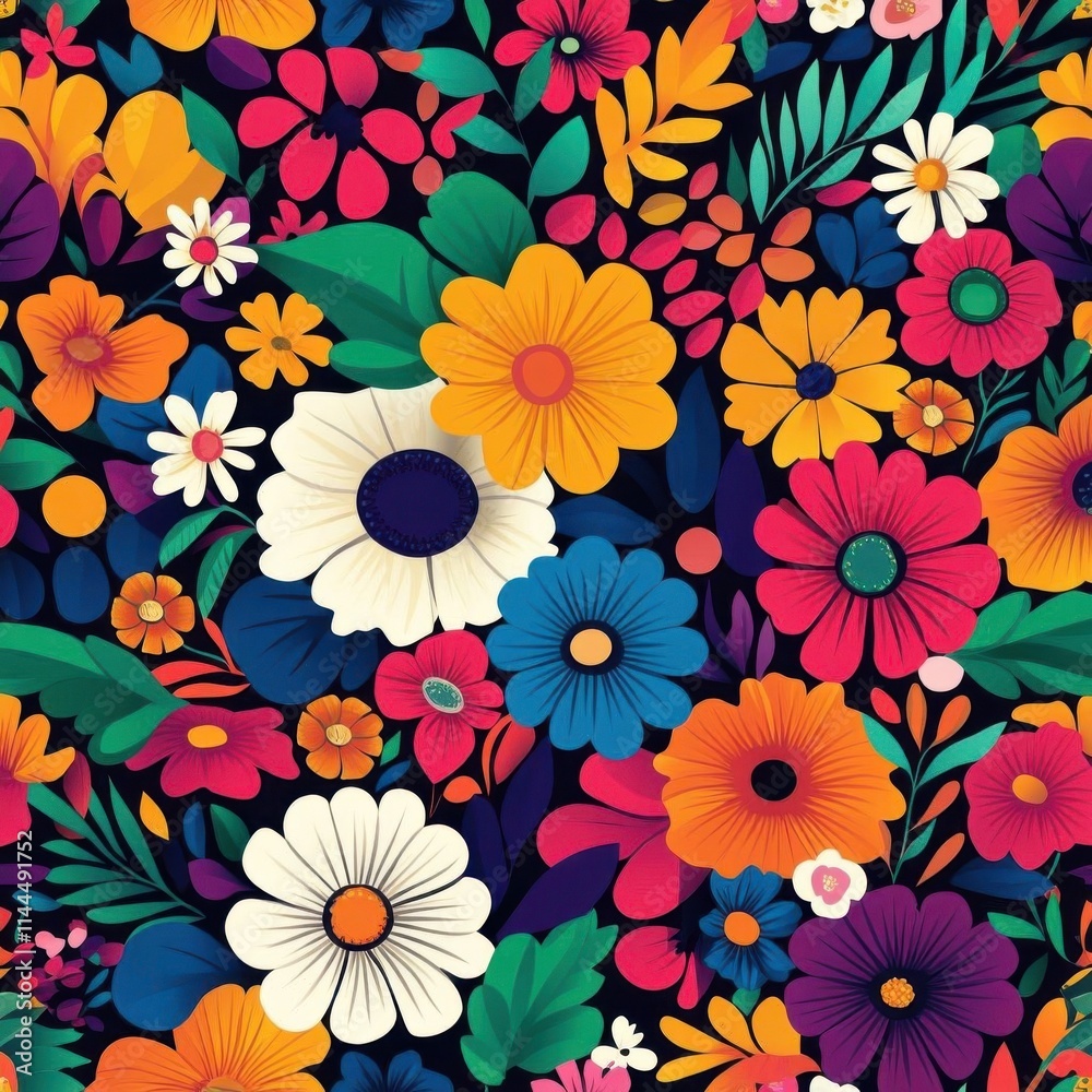 custom made wallpaper toronto digitalFestive floral fabric blending colorful symbolic patterns