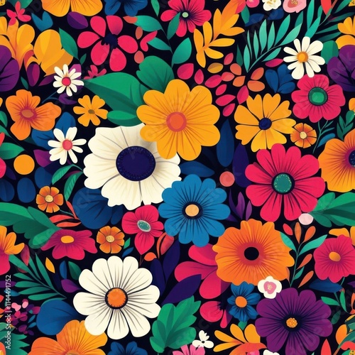 Wallpaper Mural Festive floral fabric blending colorful symbolic patterns Torontodigital.ca