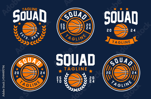 Basketball vintage logo vector bundle, emblem set collections. Basketball logo badge template bundle