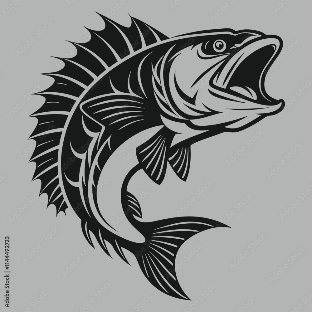 Naklejka premium angry fish silhouette vector design art and illustration