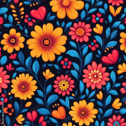 Valentines Day celebratory fabric blending colorful floral patterns