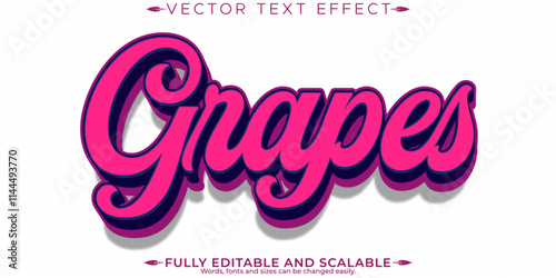 Grape editable text effect, editable fruit and food text style