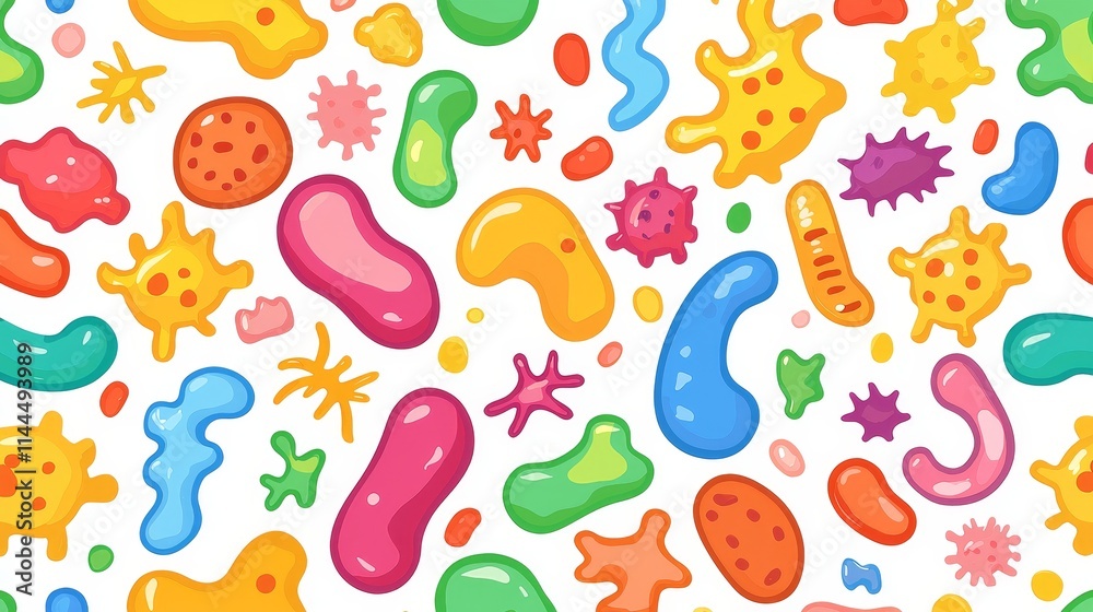 Colorful and High-Quality Microscopic View of Various Shapes and Patterns in a Fun Abstract Design Colorful and High-Quality Microscopic View of Various Shapes and Patterns in a Fun Abstract Design