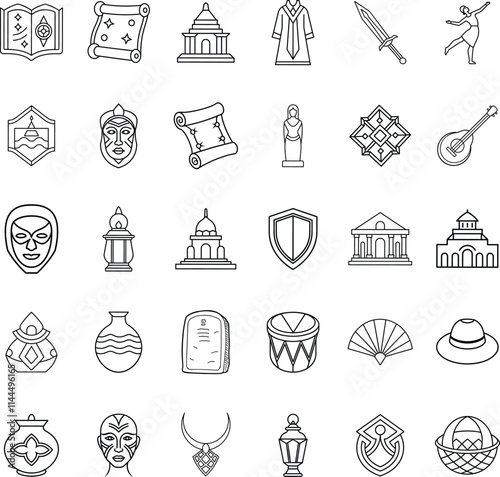 Ancient Culture Icons Symbols, Architecture, Religion, and Art