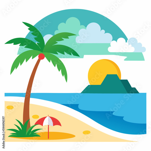 tropical island with palm trees