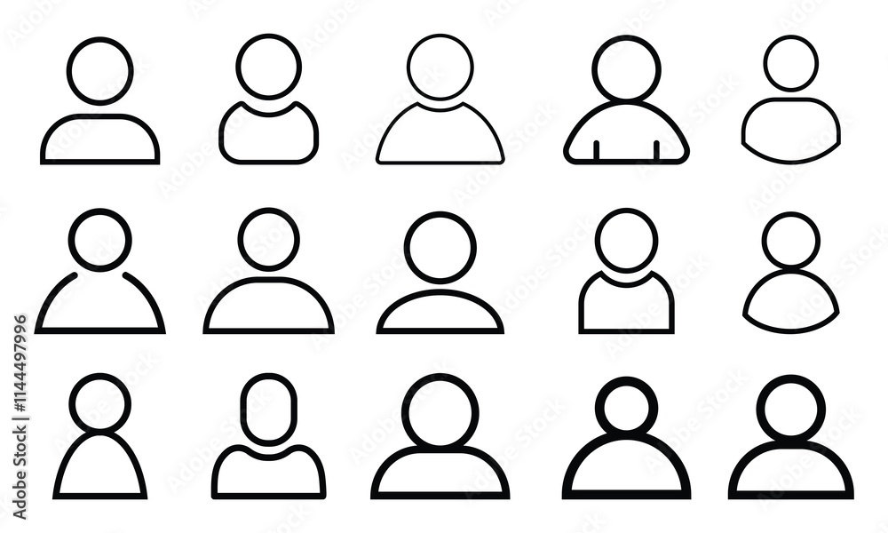 User profile icon set. Avatars related, pixel perfect, editable stroke, up scalable square line vector icon set. Profile, people silhouette, person, avatar, sign up button vector collection. User profile icon set. Avatars related, pixel perfect, editable stroke, up scalable square line vector icon set. Profile, people silhouette, person, avatar, sign up button vector collection.