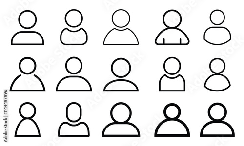 User profile icon set. Avatars related, pixel perfect, editable stroke, up scalable square line vector icon set.  Profile, people silhouette, person, avatar, sign up button vector collection.