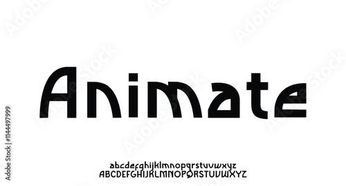 Abstract bold and futuristic font, modern scifi typeface design. Alphabet vector illustration