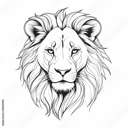 Minimalist line art of a lion Ai generator photo