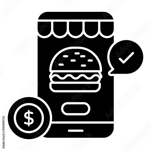 A flat design icon of food ordered