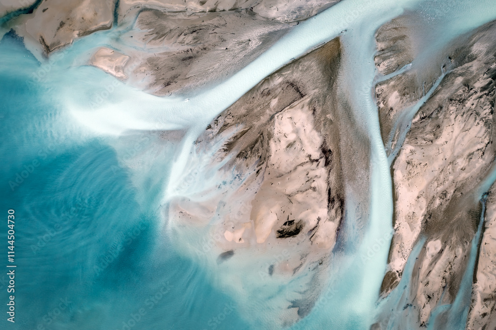 Glacier River Aerial Top Down