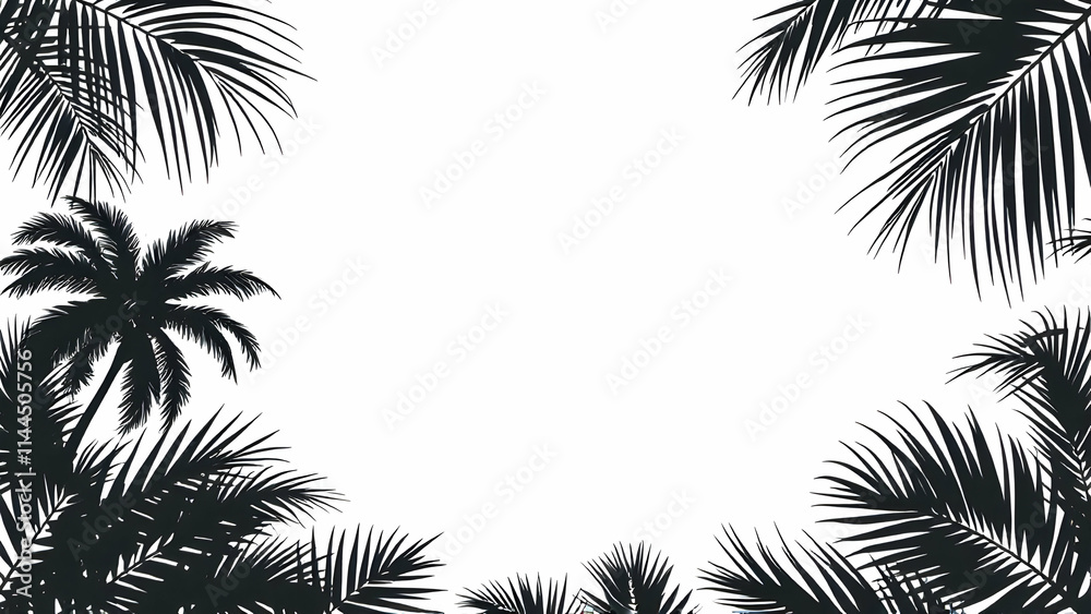 Fototapeta premium Coconut tree silhouette border