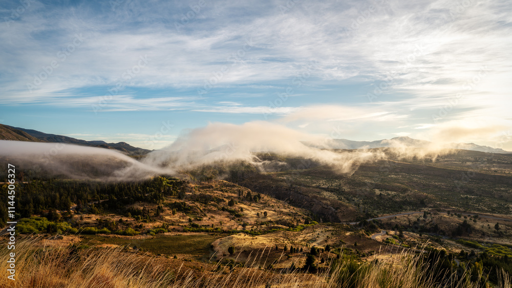 Sunrise and Morning Mist in Esquel Argentina