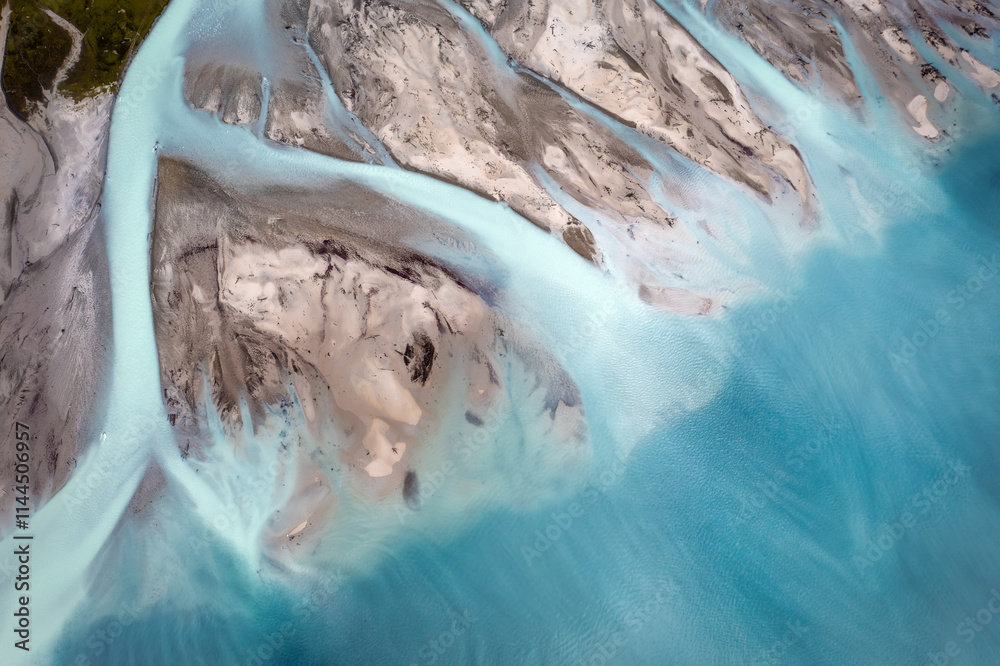 Glacier River Aerial Top Down