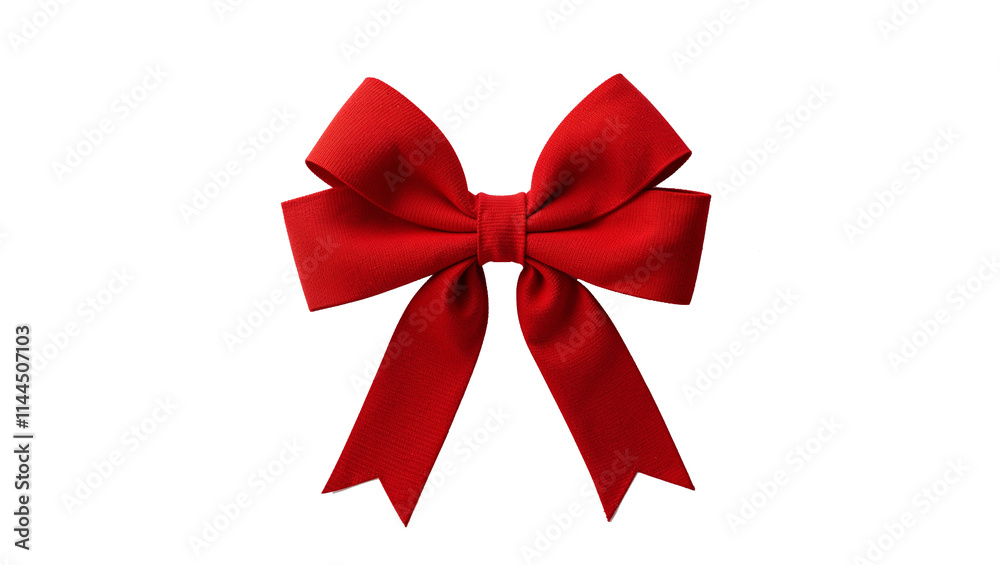 A vibrant red gift bow with intricate detail, perfect for festive decorations, isolated on white. A vibrant red gift bow with intricate detail, perfect for festive decorations, isolated on white.