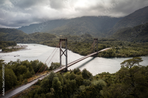 Obraz na płótnie Road into Foggy Mountains in Southern Chile w salonie