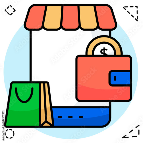 A colored design icon of wallet