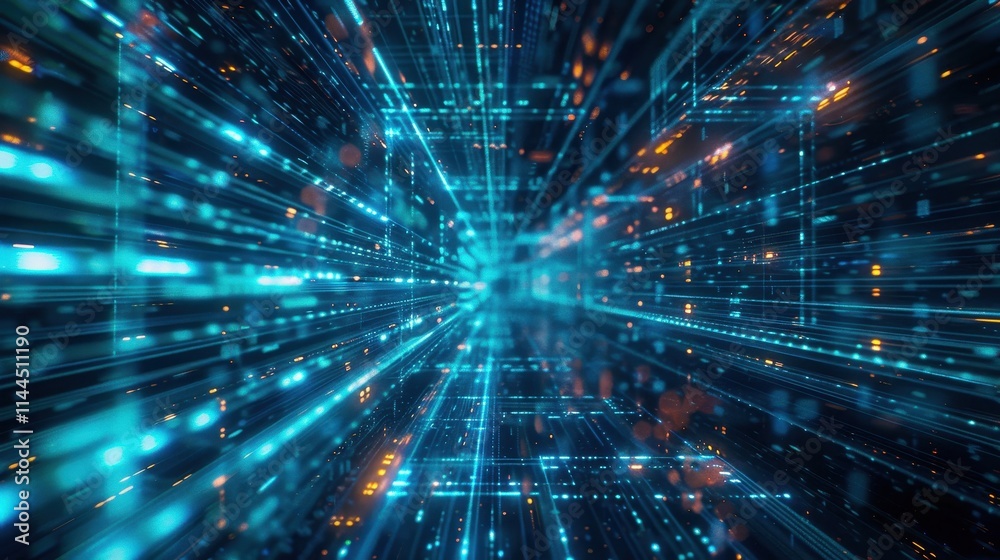 Abstract Digital Data Stream, Futuristic Technology Background. Abstract Digital Data Stream, Futuristic Technology Background.