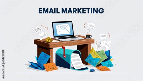 A sleek, minimalist illustration portraying the concept of email marketing against a clean, modern backdrop. photo