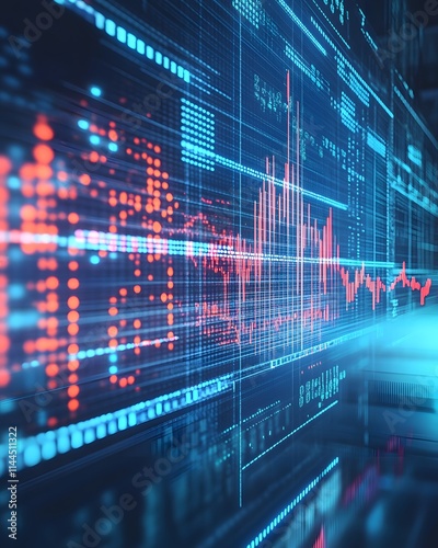Wallpaper Mural Abstract data visualization with charts and graphs showing financial market trends and data analysis. Torontodigital.ca