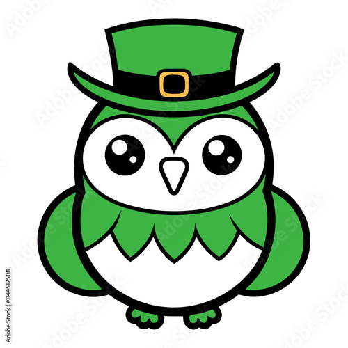 st patricks day owl vector art isolated on white background. vector owl wearing hat.
