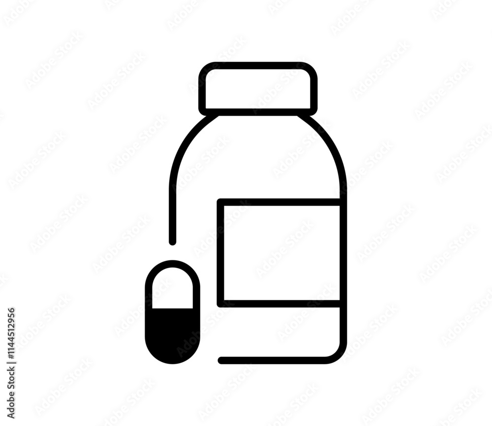 Obraz premium カプセルと瓶のシンプルなイラスト ベクター 