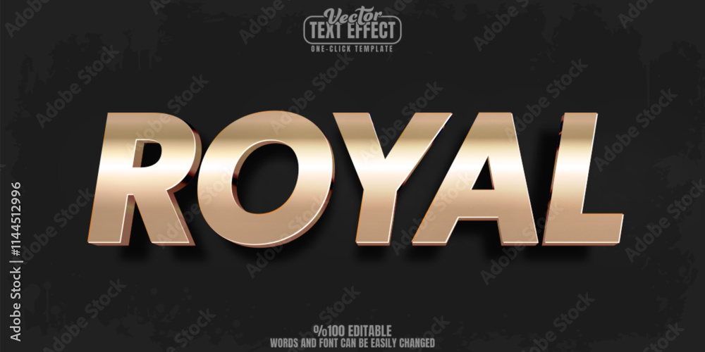 Royal editable text effect, customizable metallic and gold 3d font style