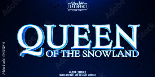 Queen editable text effect, customizable ice and frozen 3d font style