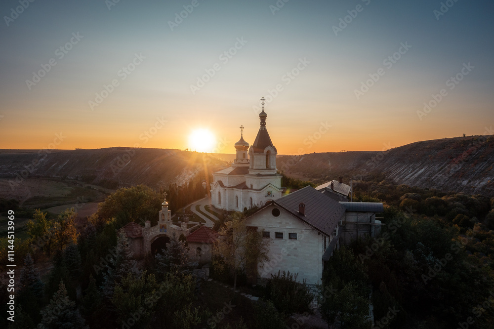 Old Orhei Monastery during Sunrise in Moldova, October 2023