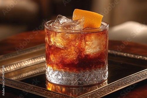 Elegant Glass of Alcohol on Tray