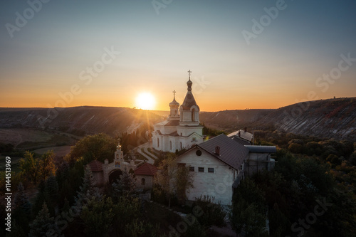 Obraz na płótnie Old Orhei Monastery during Sunrise in Moldova, October 2023 w salonie