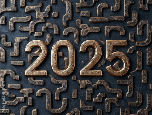 metal background with number 2025 new year