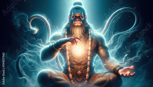 Realstic Hanuman Ji Creating a Shield of Energy,  Hanuman ji Realstic wallpaper Generative AI