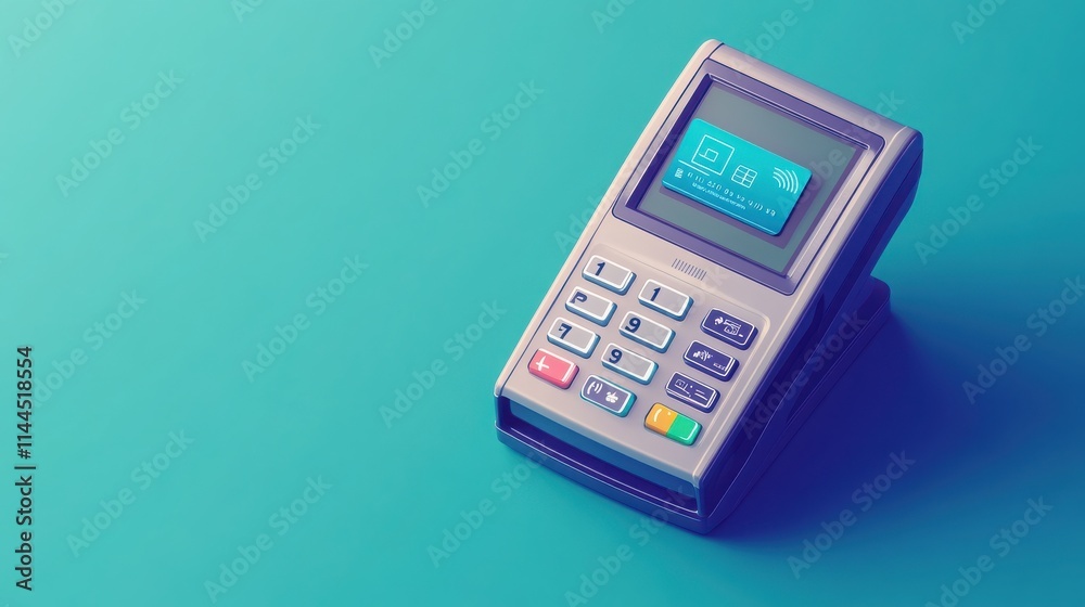 A modern payment terminal on a solid color background, perfect for showcasing technology in retail transactions. A modern payment terminal on a solid color background, perfect for showcasing technology in retail transactions.