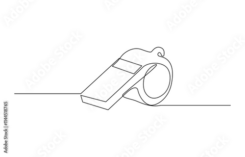 Sports whistle one line art. Continuous line drawing of sport, coach, referee, activity, Continuous one line drawing of sport whistle icon in silhouette.