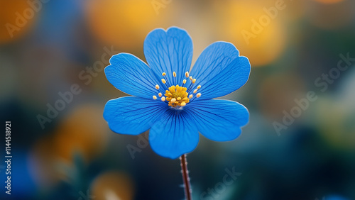 A blooming blue wildflower against a blur backdrop