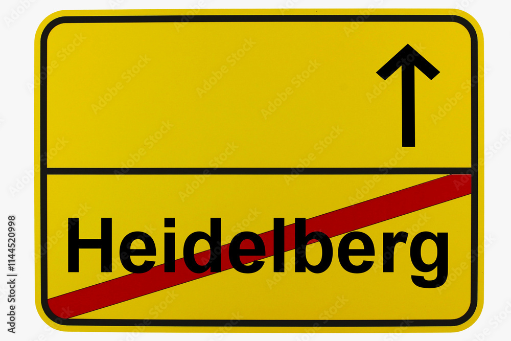 Illustration eines Ortsausgangsschildes von Heidelberg in Baden-Württemberg Illustration eines Ortsausgangsschildes von Heidelberg in Baden-Württemberg