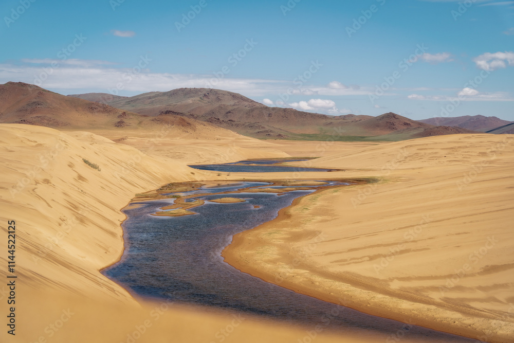 Gobi Desert and Lakes in Central Mongolia