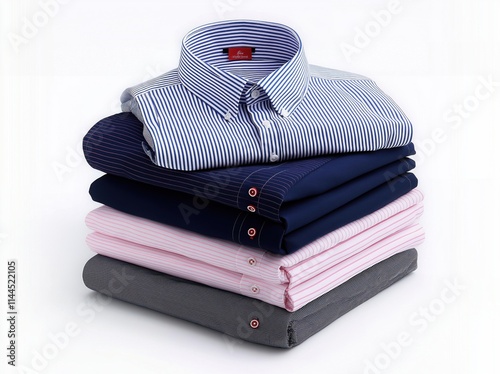 Fashion men's shirt with a striped pattern, and a button-down collar, casual dress shirts for men photo