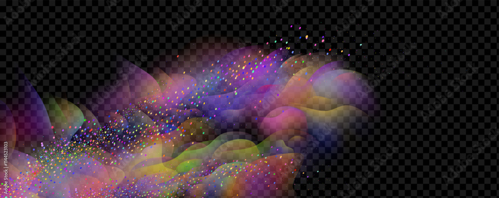 Obraz premium An explosion of colorful smoke clouds.Multicolor fog with blue and yellow particles.Explosions of color powder.