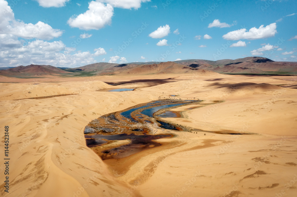 Gobi Desert and Lakes in Central Mongolia